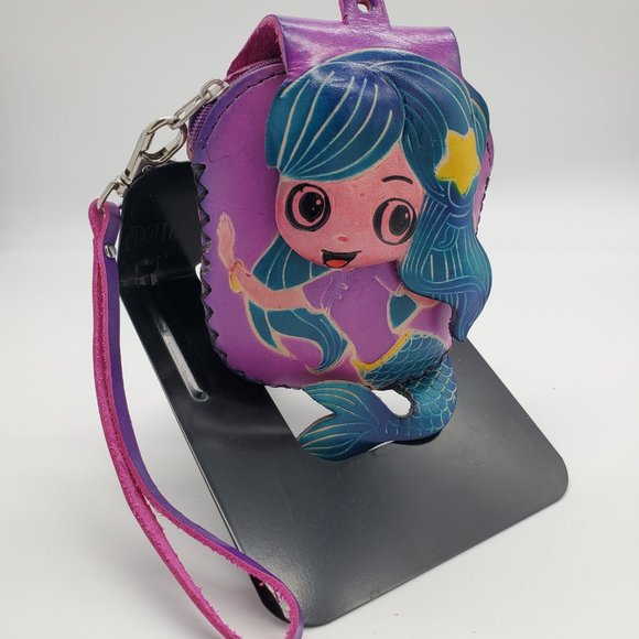 MERMAID-Hand Crafted Leather Coin Purse, Color: PURPLE - Picture 2 of 2